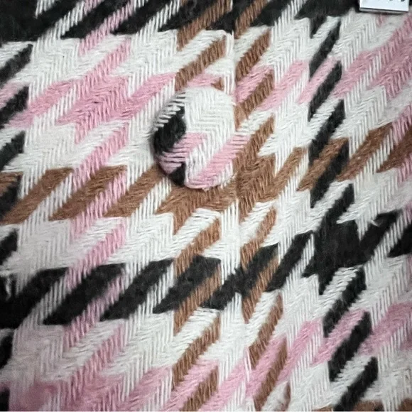 Forever 21 Pink White Tan Black Tweed Houndstooth Plaid Knit Skirt Small - Picture 5 of 7